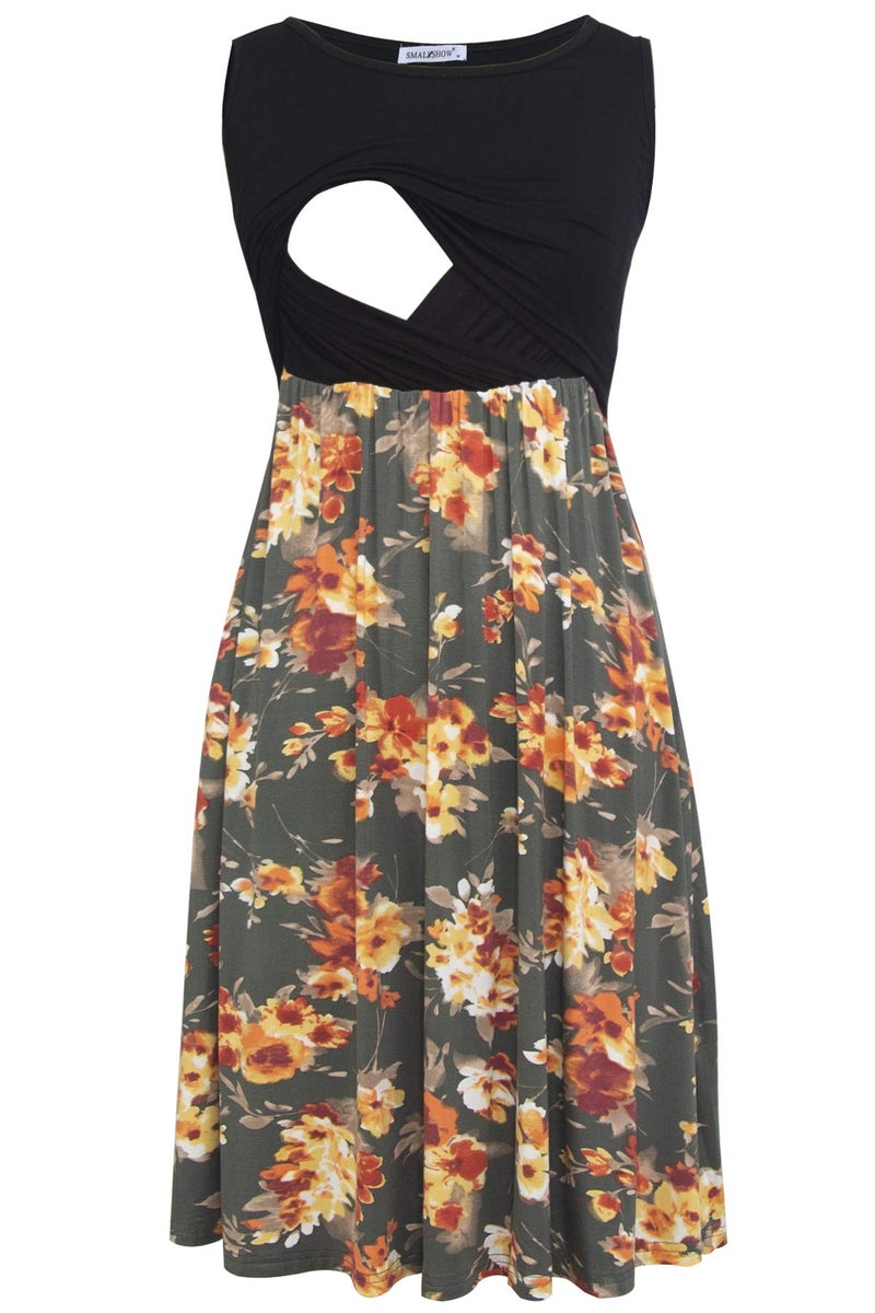 Smallshow Women's Sleeveless Nursing Dresses Patchwork Maternity Breastfeeding Dress SVP089 Medium - Image 1